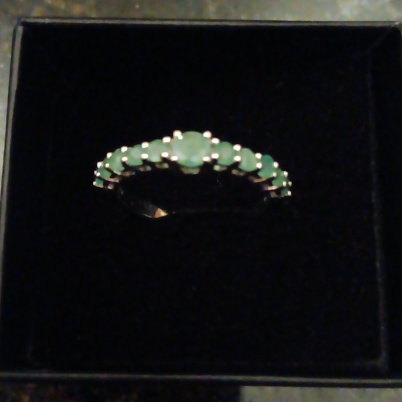 Emerald Elegance Genuine Eternity Ring In Sterling Silver - Picture 1 of 9